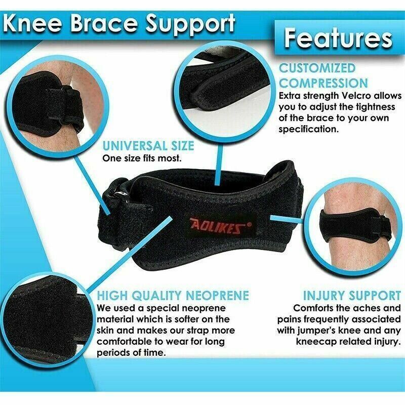 Aolikes Knee Strap Patella Jumper Gel Runner Tennis Sports Brace Support - Red view 3