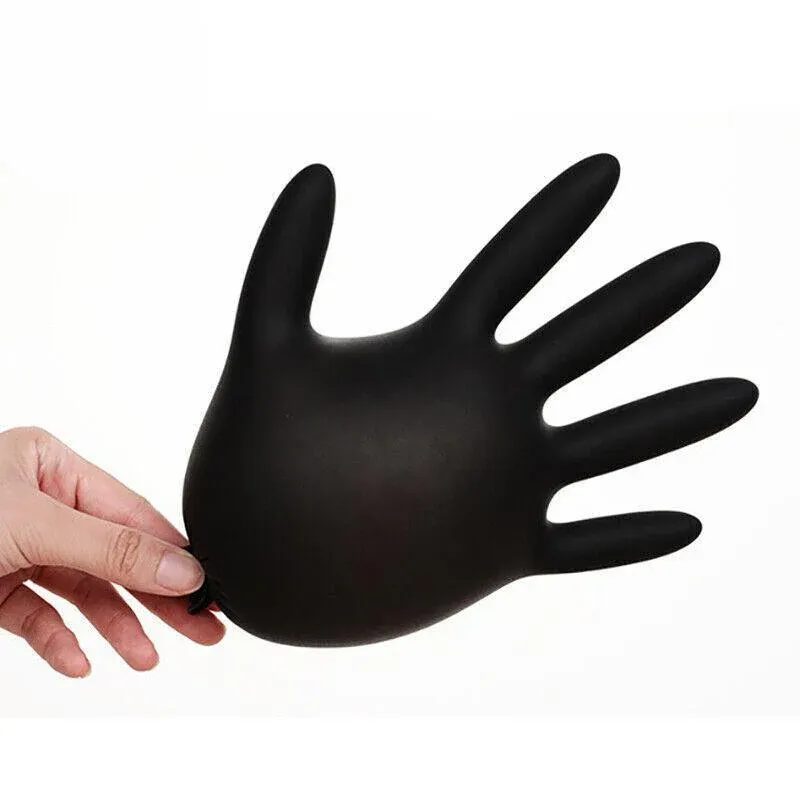 Thick Black Nitrile Gloves Industrial Mechanic Tattoo Tradie Rubber Protection - M view 3