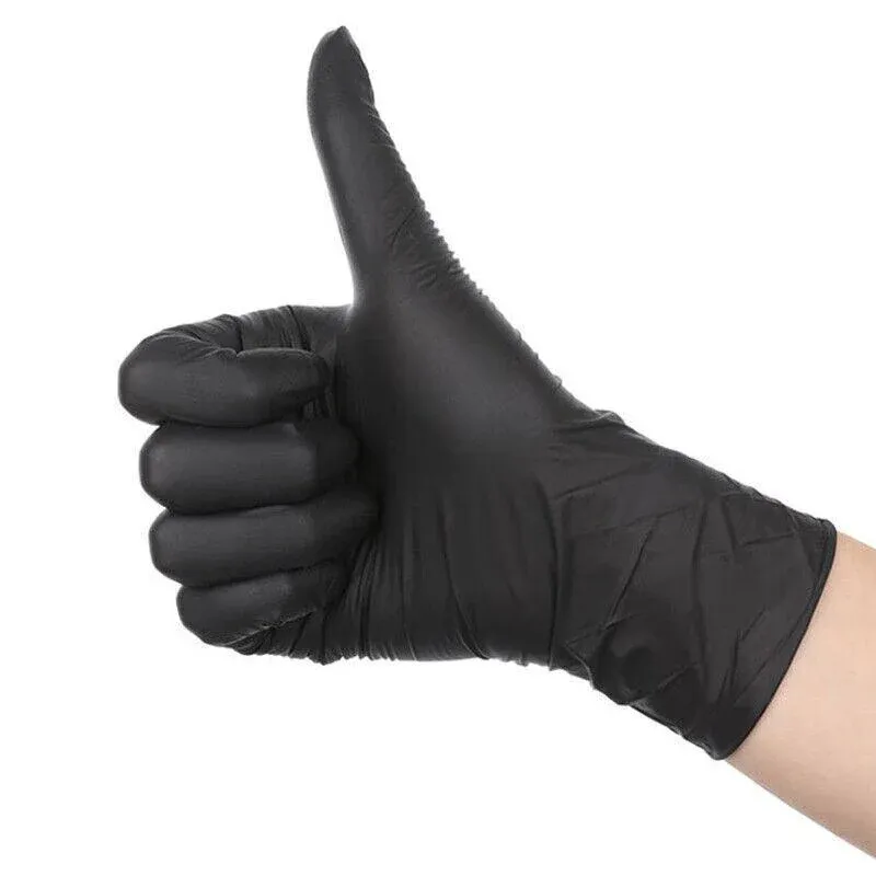 Thick Black Nitrile Gloves Industrial Mechanic Tattoo Tradie Rubber Protection - M view 4
