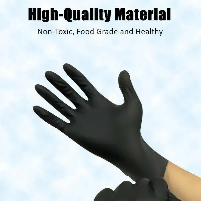 Thick Black Nitrile Gloves Industrial Mechanic Tattoo Tradie Rubber Protection - M view 6