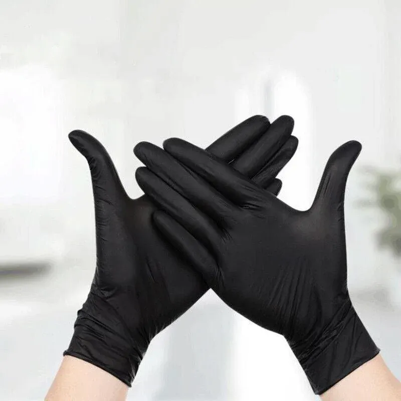 Thick Black Nitrile Gloves Industrial Mechanic Tattoo Tradie Rubber Protection - M view 9