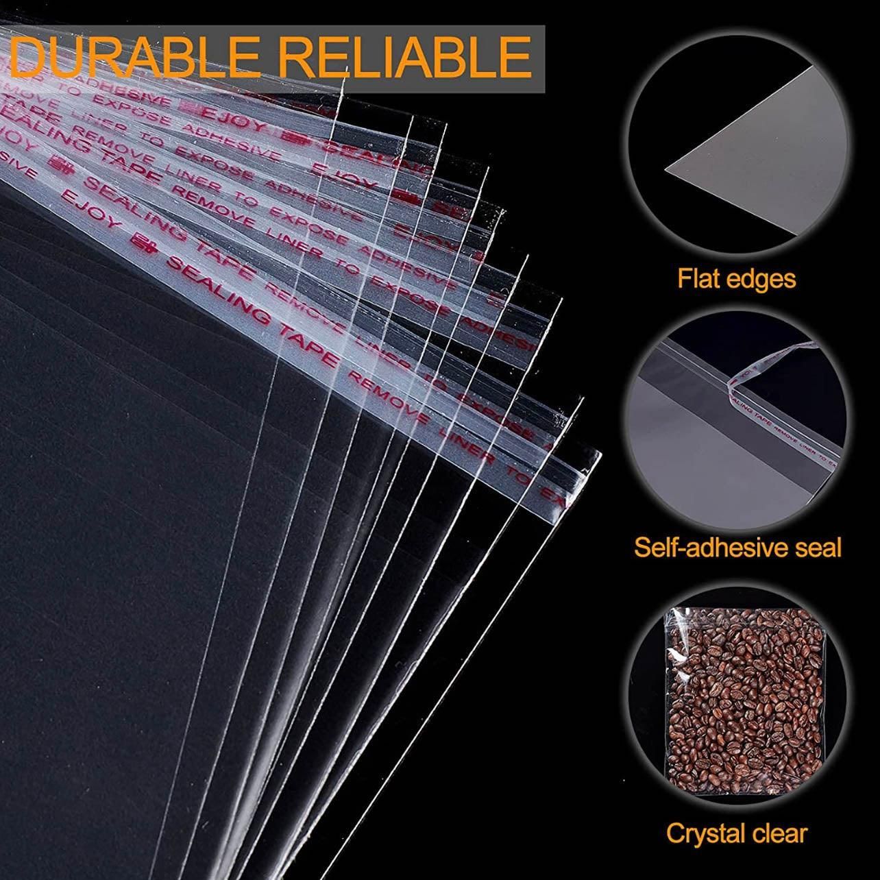 Multi-size Clear Self-Seal Cellophane Bags - Bulk Adhesive Opp - 11*20+4 view 4