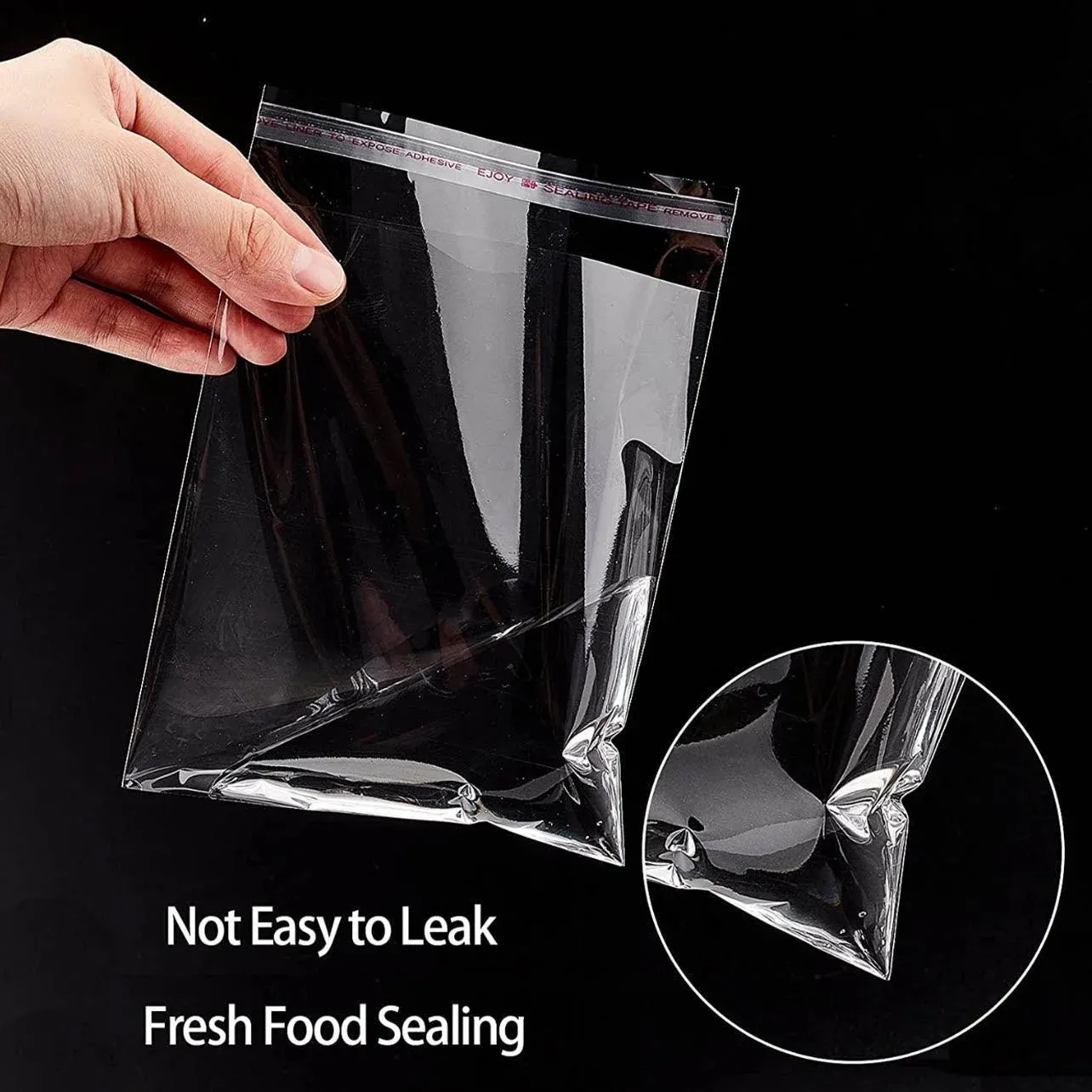Multi-size Clear Self-Seal Cellophane Bags - Bulk Adhesive Opp - 11*20+4 view 5