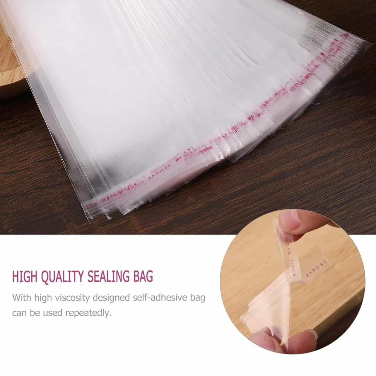 Multi-size Clear Self-Seal Cellophane Bags - Bulk Adhesive Opp - 30*44+4 view 7
