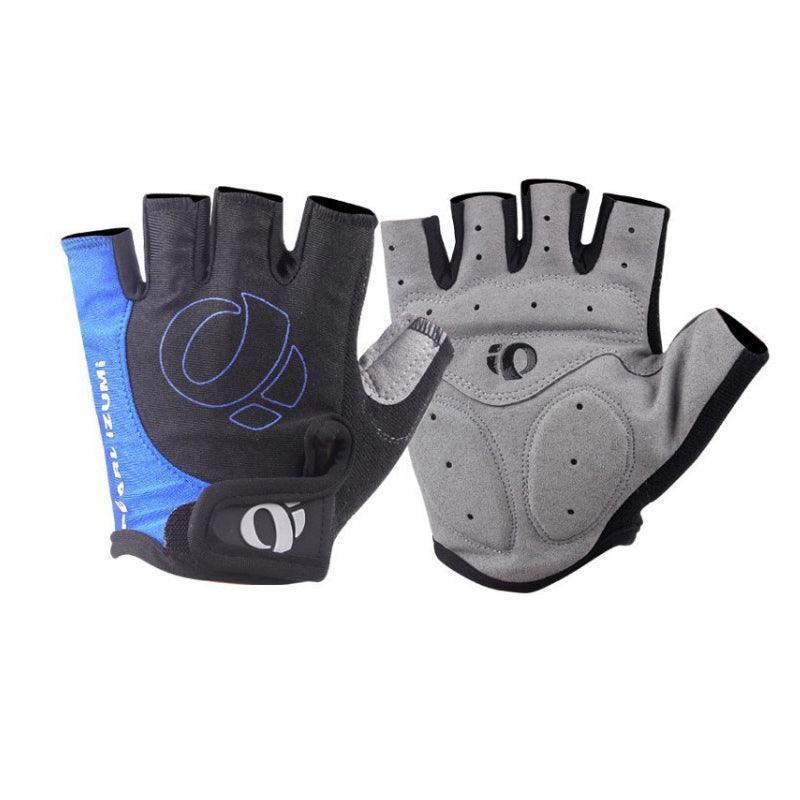 L Size Cycling Bicycle Half Finger Bike Gloves Unisex Anti Slip Padded - Blue