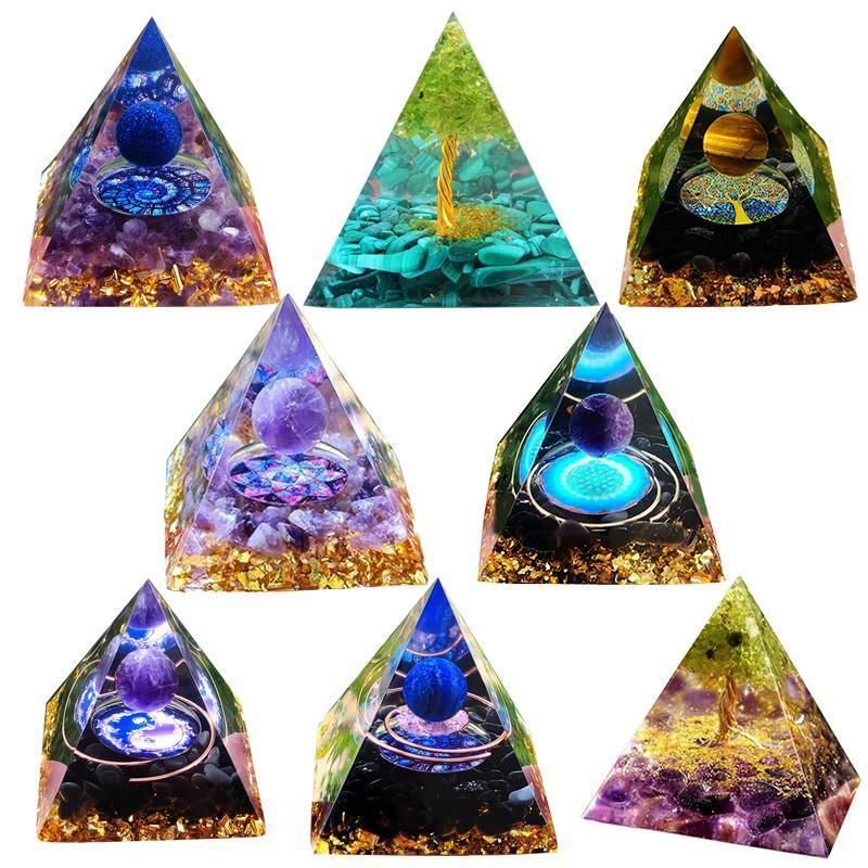 Amethyst Crystal Sphere Orgonite Pyramidamp Obsidians - Black Brown(60mmx60mm) view 3