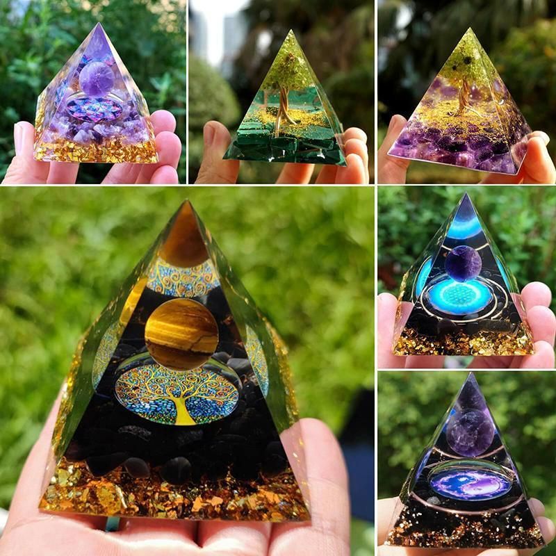 Amethyst Crystal Sphere Orgonite Pyramidamp Obsidians - Black Brown(60mmx60mm) view 5