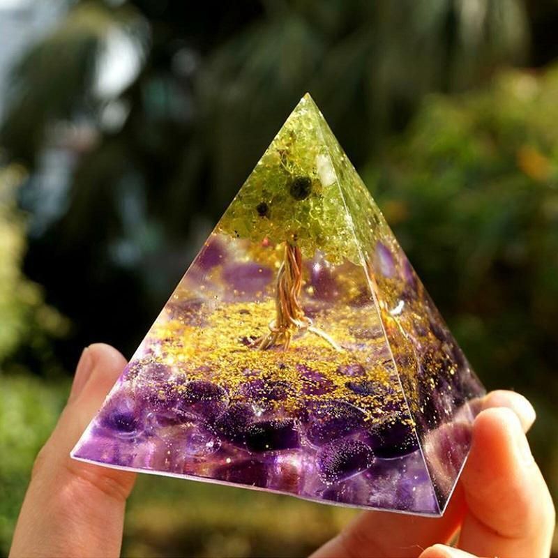 Amethyst Crystal Sphere Orgonite Pyramidamp Obsidians - Black Brown(60mmx60mm) view 7