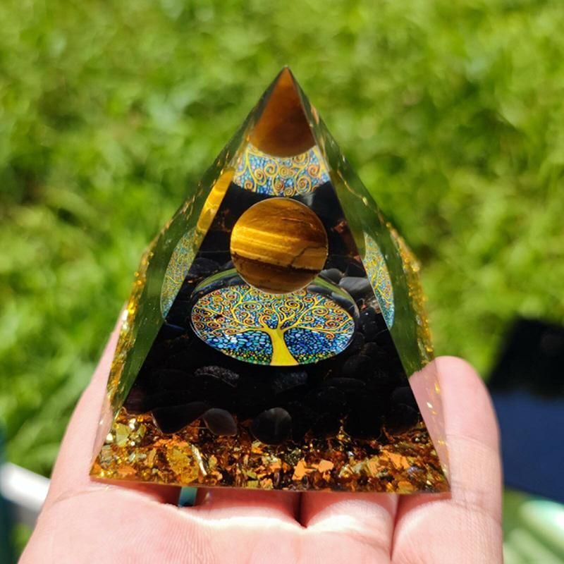 Amethyst Crystal Sphere Orgonite Pyramidamp Obsidians - Black Brown(60mmx60mm) view 9