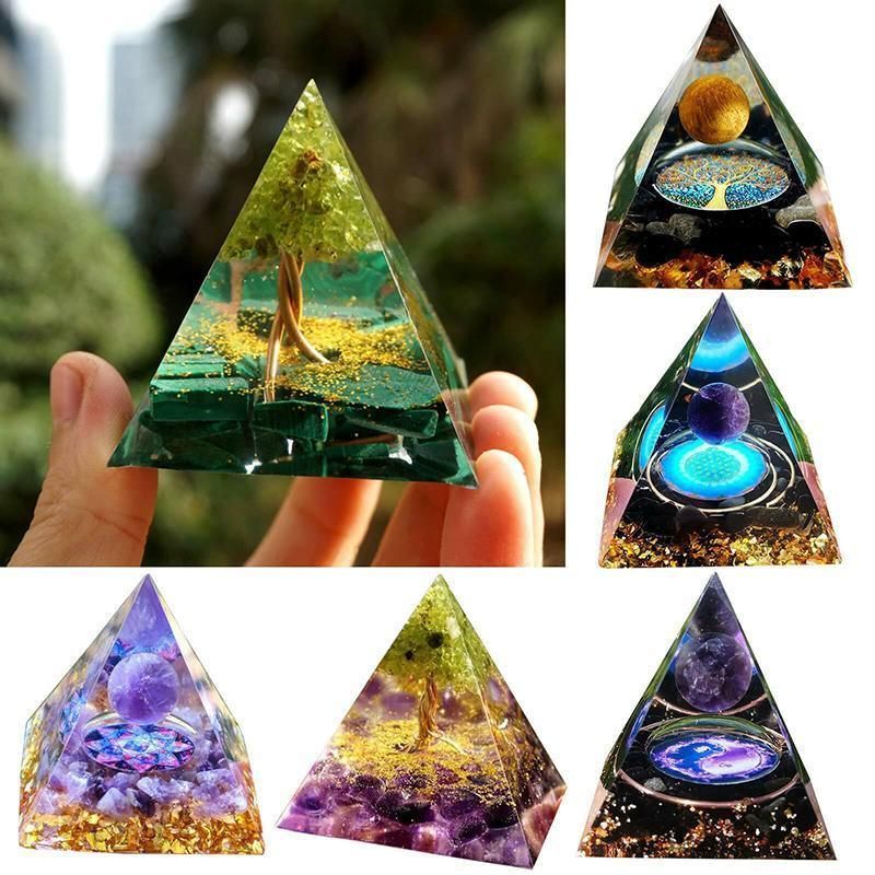 Amethyst Crystal Sphere Orgonite Pyramidamp Obsidians - Black Brown(60mmx60mm) view 12