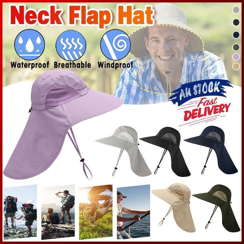 1x Neck Flap Cap Unisex Outdoor Sport Fishing Hat Sun Protection Wide Brim view 2