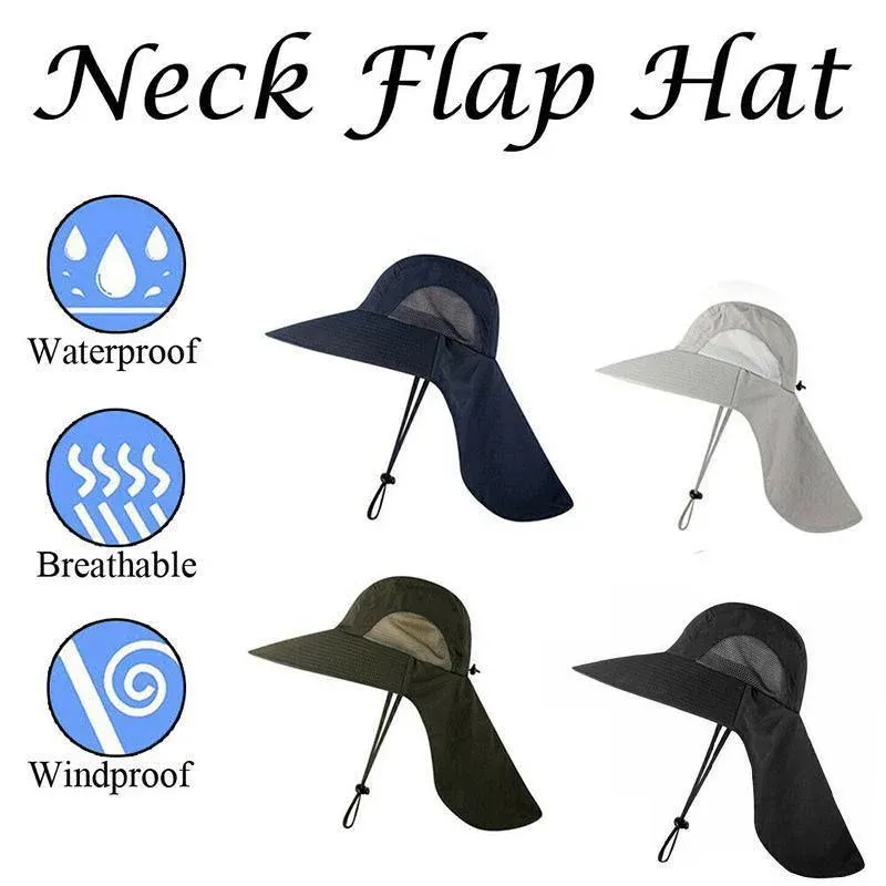 1x Neck Flap Cap Unisex Outdoor Sport Fishing Hat Sun Protection Wide Brim view 13