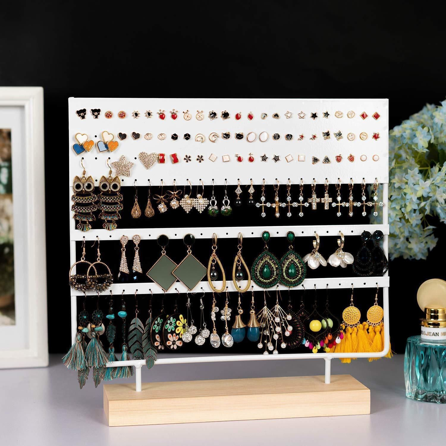 Earring Stand Display Rack 3-Tier Ear Stud Holder Jewelry Organizer 144 Holes view 4