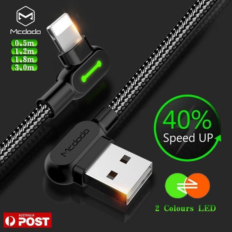 Mcdodo Fast Usb Cable Heavy Duty Charging Syn Charger Iphone 90 Degree Angle view 2