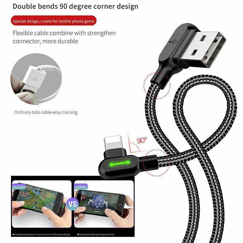 Mcdodo Fast Usb Cable Heavy Duty Charging Syn Charger Iphone 90 Degree Angle view 12
