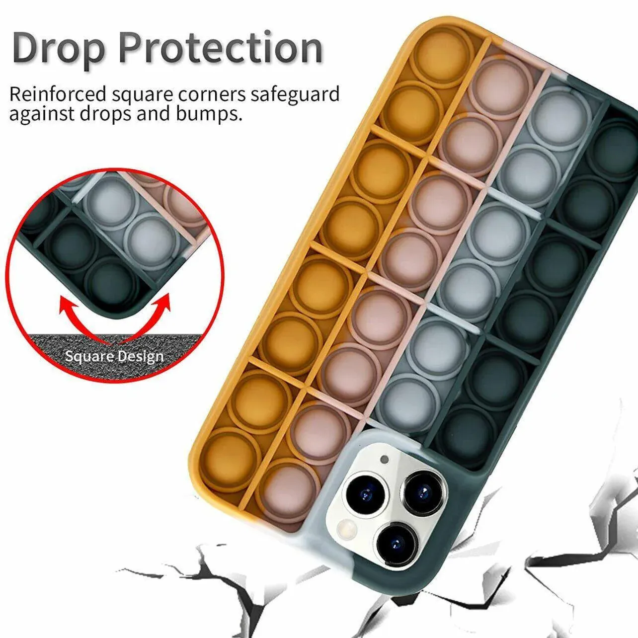 Rainbow Pop Fidget Toys Push It Bubble Phone Case For iPhone 7 8 Plus X XR 11 view 4