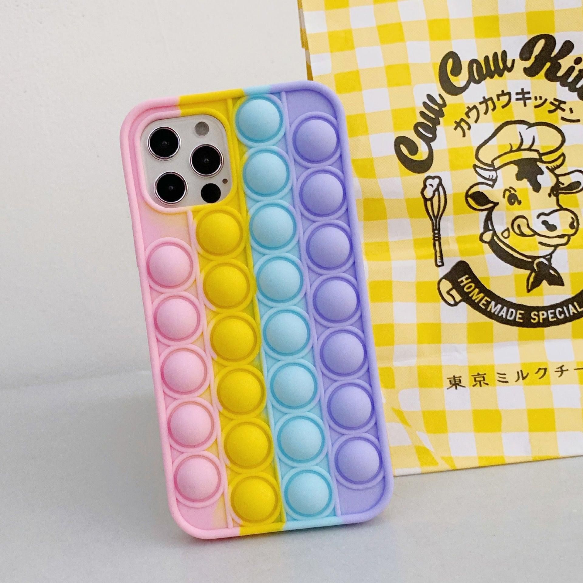 Rainbow Pop Fidget Toys Push It Bubble Phone Case For iPhone 7 8 Plus X XR 11 view 6