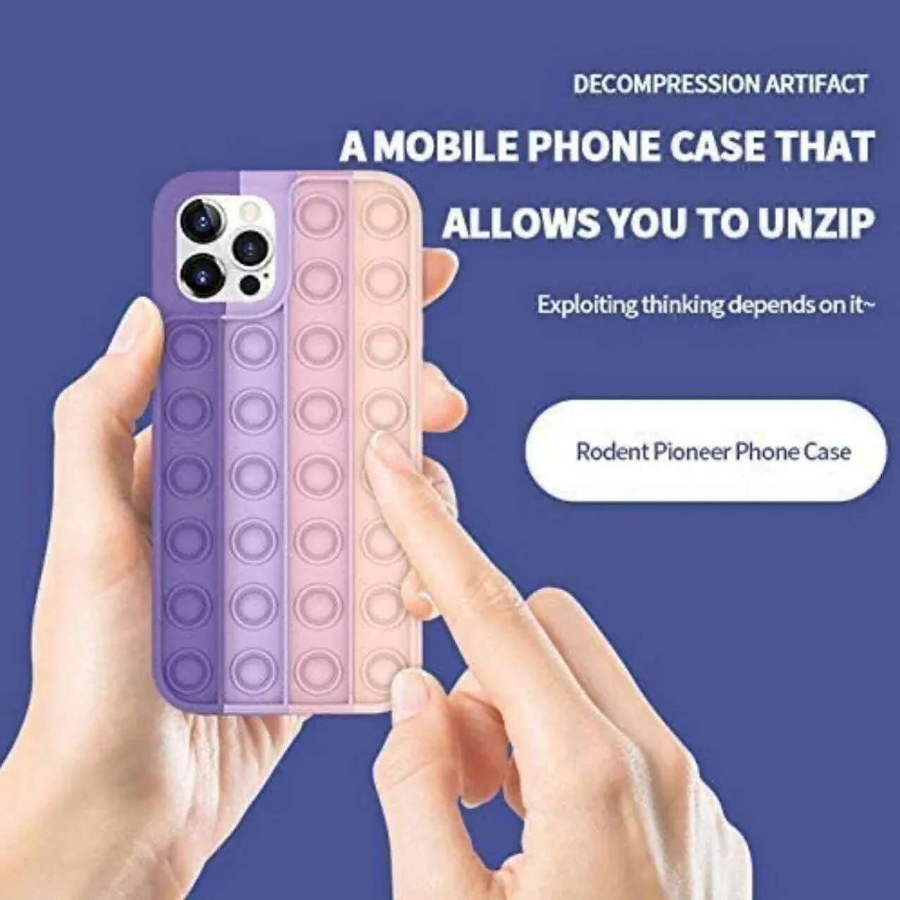 Blue-White Pop Fidget Toys Push It Bubble Phone Case For Iphone - iPhone XS MAX view 6