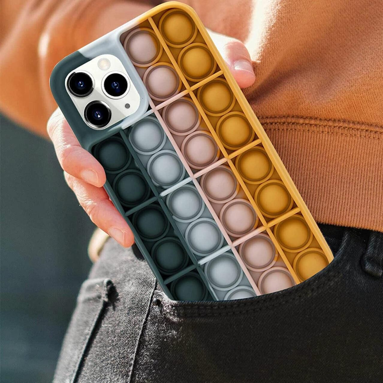 Blue-White Pop Fidget Toys Push It Bubble Phone Case For Iphone - iPhone 12 view 3