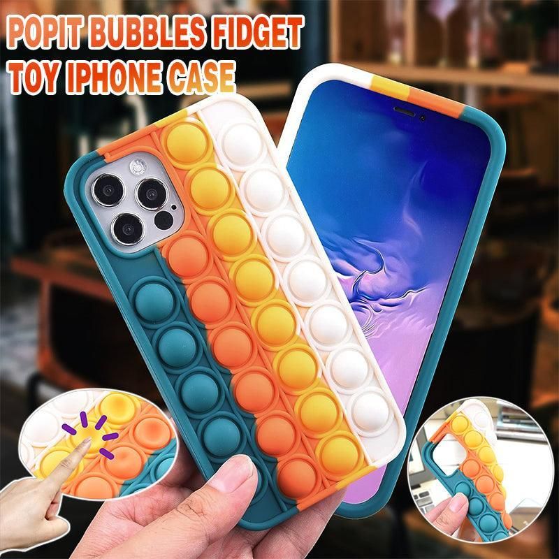 Blue-White Pop Fidget Toys Push It Bubble Phone Case For Iphone - iPhone 12Pro view 2