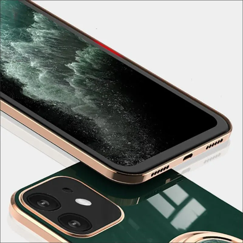 Dark Green Luxury Shockproof Silicone Ring Case Stand Cover for iPhone 14 13 view 8