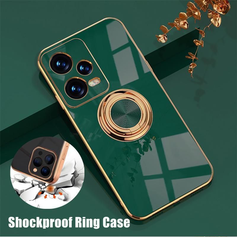 Dark Green Luxury Shockproof Silicone Ring Case Stand Cover for iPhone 14 13 view 2