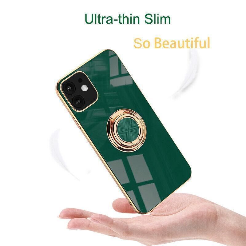 Light Cyan Luxury Shockproof Silicone Ring Case Stand Cover for iPhone 14 13 view 4