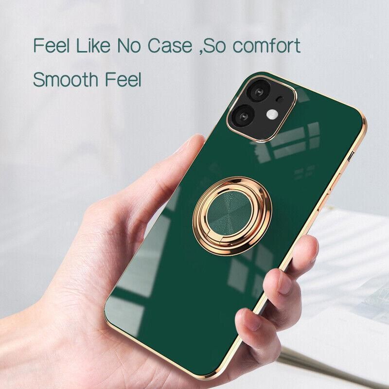 Light Cyan Luxury Shockproof Silicone Ring Case Stand Cover for iPhone 14 13 view 3
