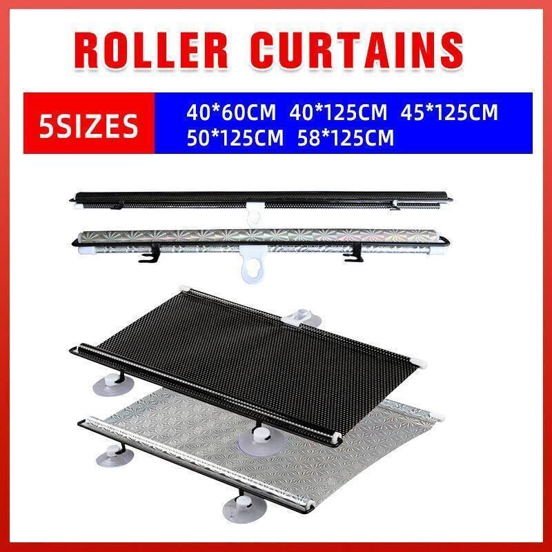 Black Roller Blinds Suction Cup Sunshade Blackout Curtains Car Home Window view 2