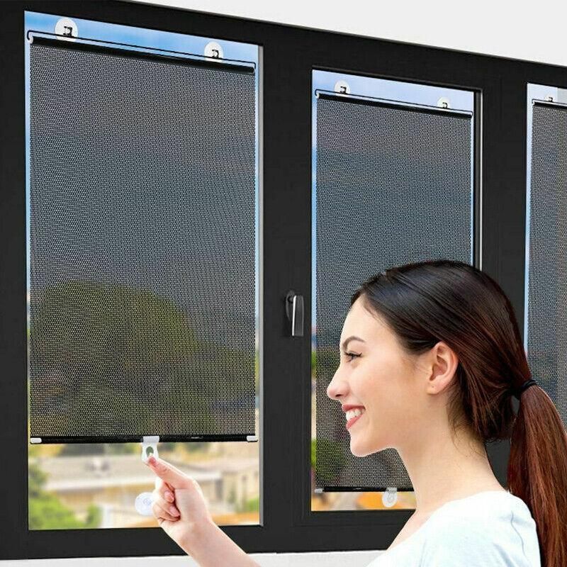 Black Roller Blinds Suction Cup Sunshade Blackout Curtains Car Home Window view 6