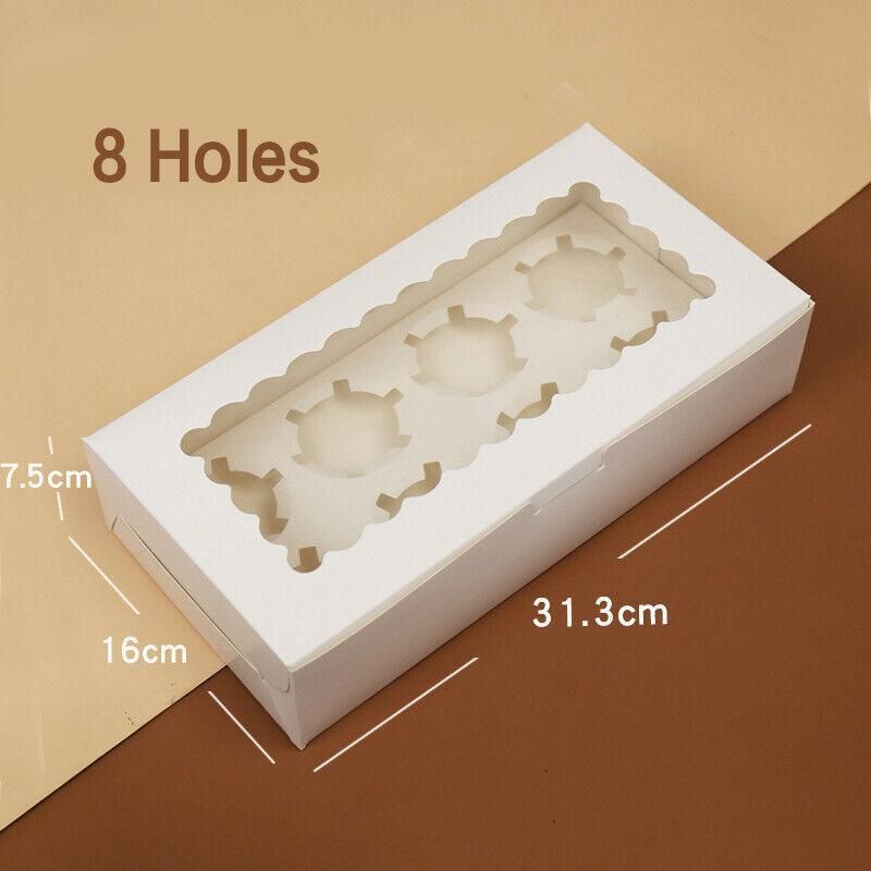 Cupcake Box Cases 1/2/4/8/12 Holes Window Face Cases Party Wedding Muffin view 8