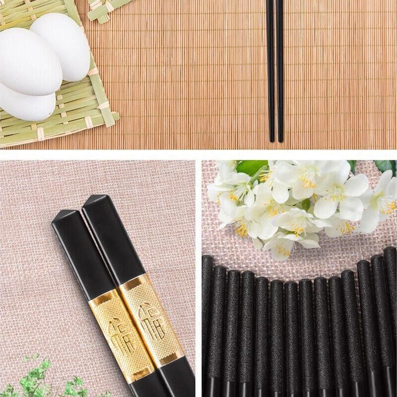 10Pairs Premium Fiberglass Reusable Chopsticks - Dishwasher Safe - Golden-2 view 6