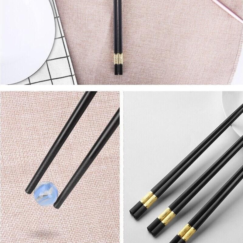 10Pairs Premium Fiberglass Reusable Chopsticks - Dishwasher Safe - Golden-2 view 7