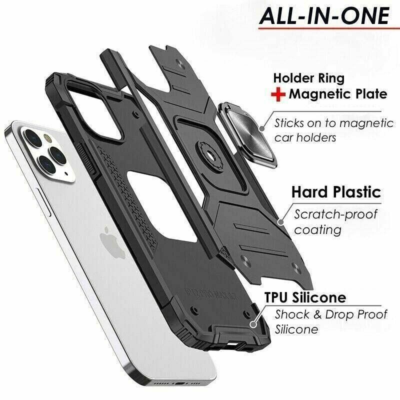 Shockproof Ring Case For iPhone 14 Plus Blue/Black/Red - Blue view 12
