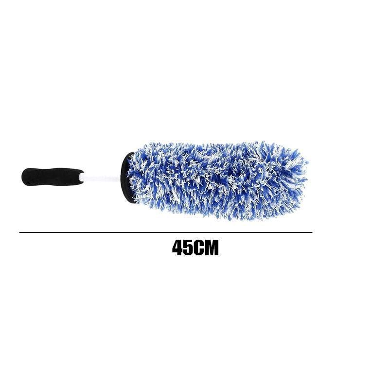 Car Wheel Cleaning Brush Tool Alloy Soft Bristle - Black+White view 7