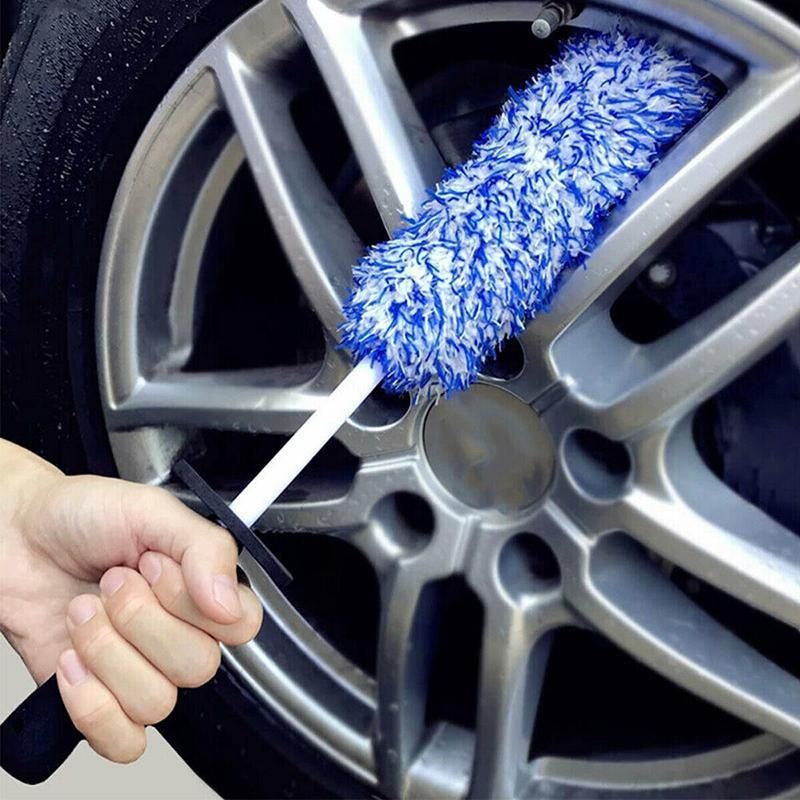 Car Wheel Cleaning Brush Tool Alloy Soft Bristle - Black+White view 8
