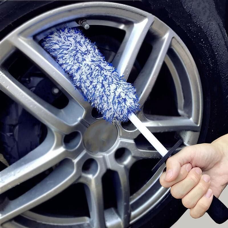 Car Wheel Cleaning Brush Tool Alloy Soft Bristle - Black+White view 10