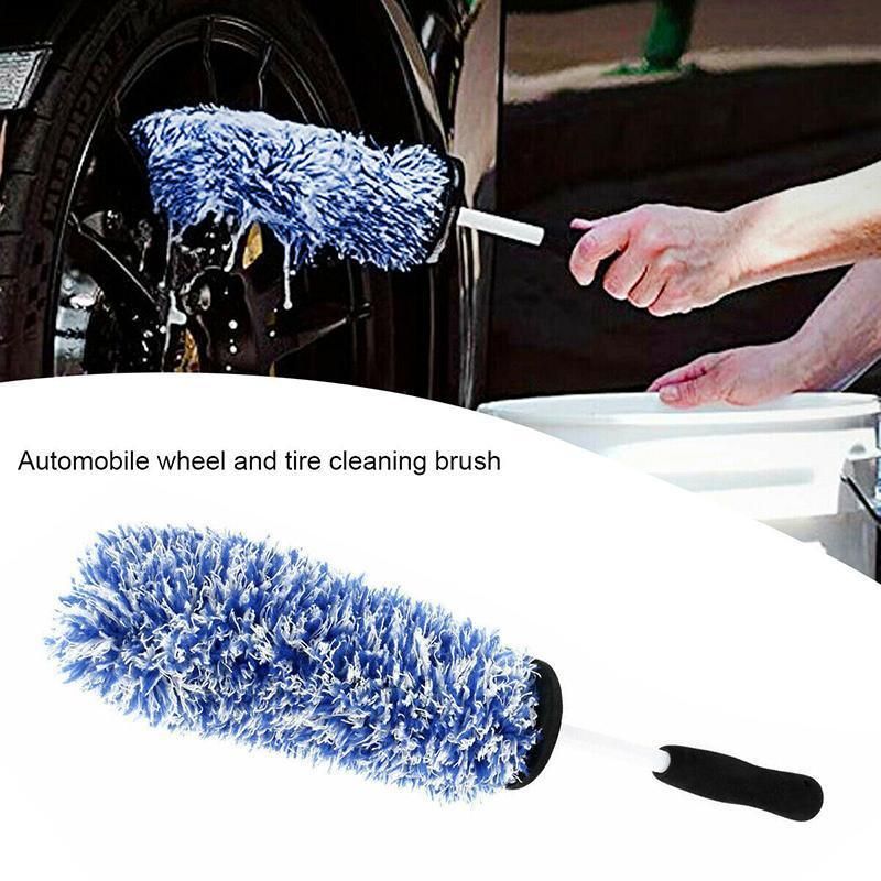 Car Wheel Cleaning Brush Tool Alloy Soft Bristle - Black+White view 11