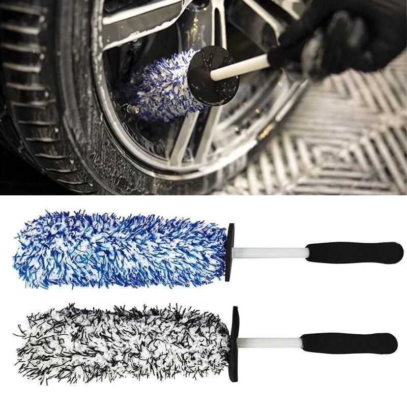 Car Wheel Cleaning Brush Tool Alloy Soft Bristle - Black+White view 12