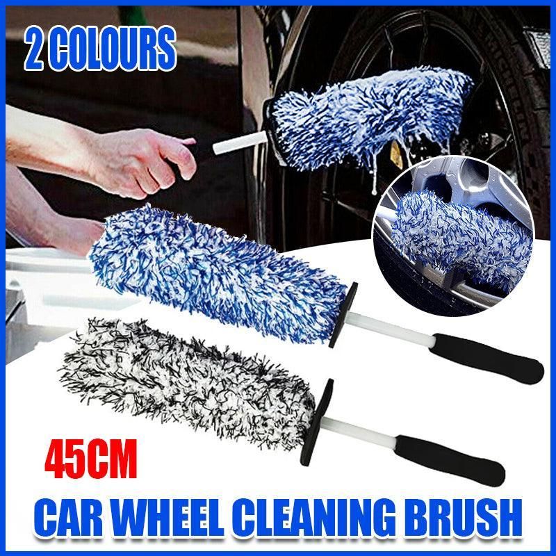 Car Wheel Cleaning Brush Tool Alloy Soft Bristle - Black+White view 13
