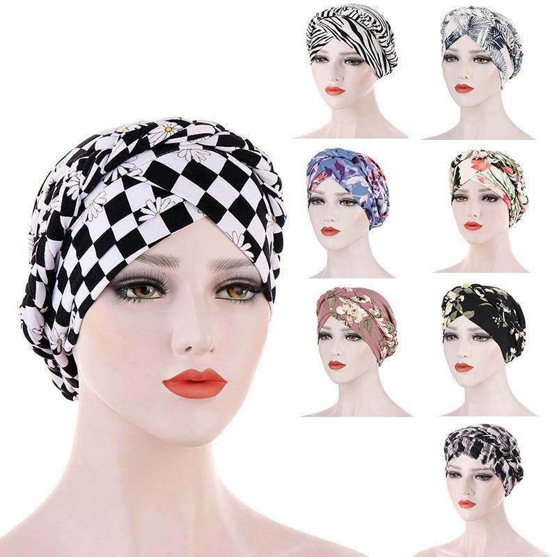 Women Floral Turban Head Wrap Cap Comfortable Chemo Headscarf Headwear - Beige view 4