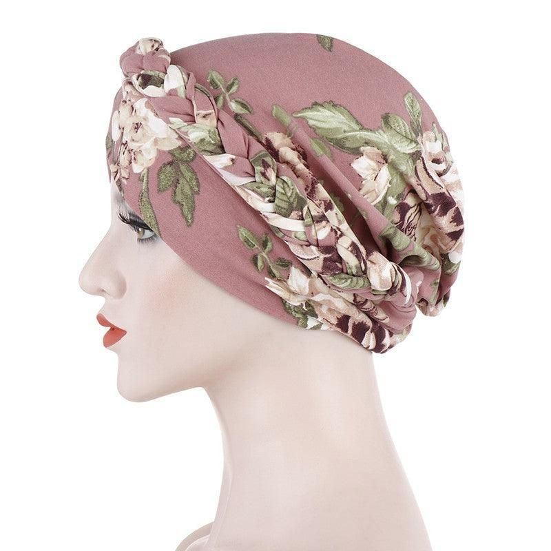 Women Floral Turban Head Wrap Cap Comfortable Chemo Headscarf Headwear - Black view 9