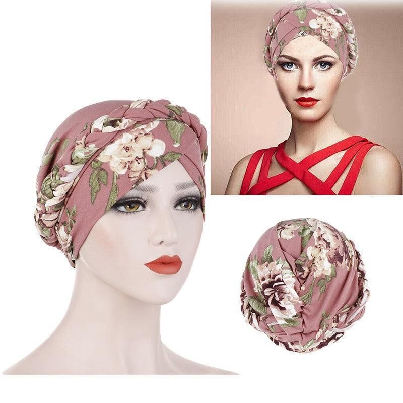 Women Floral Turban Head Wrap Cap Comfortable Chemo Headscarf Headwear - Black view 10