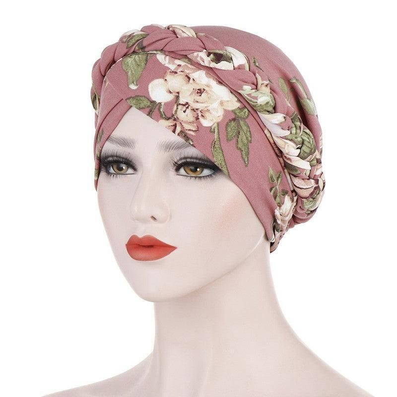 Women Floral Turban Head Wrap Cap Comfortable Chemo Headscarf Headwear - Black view 12
