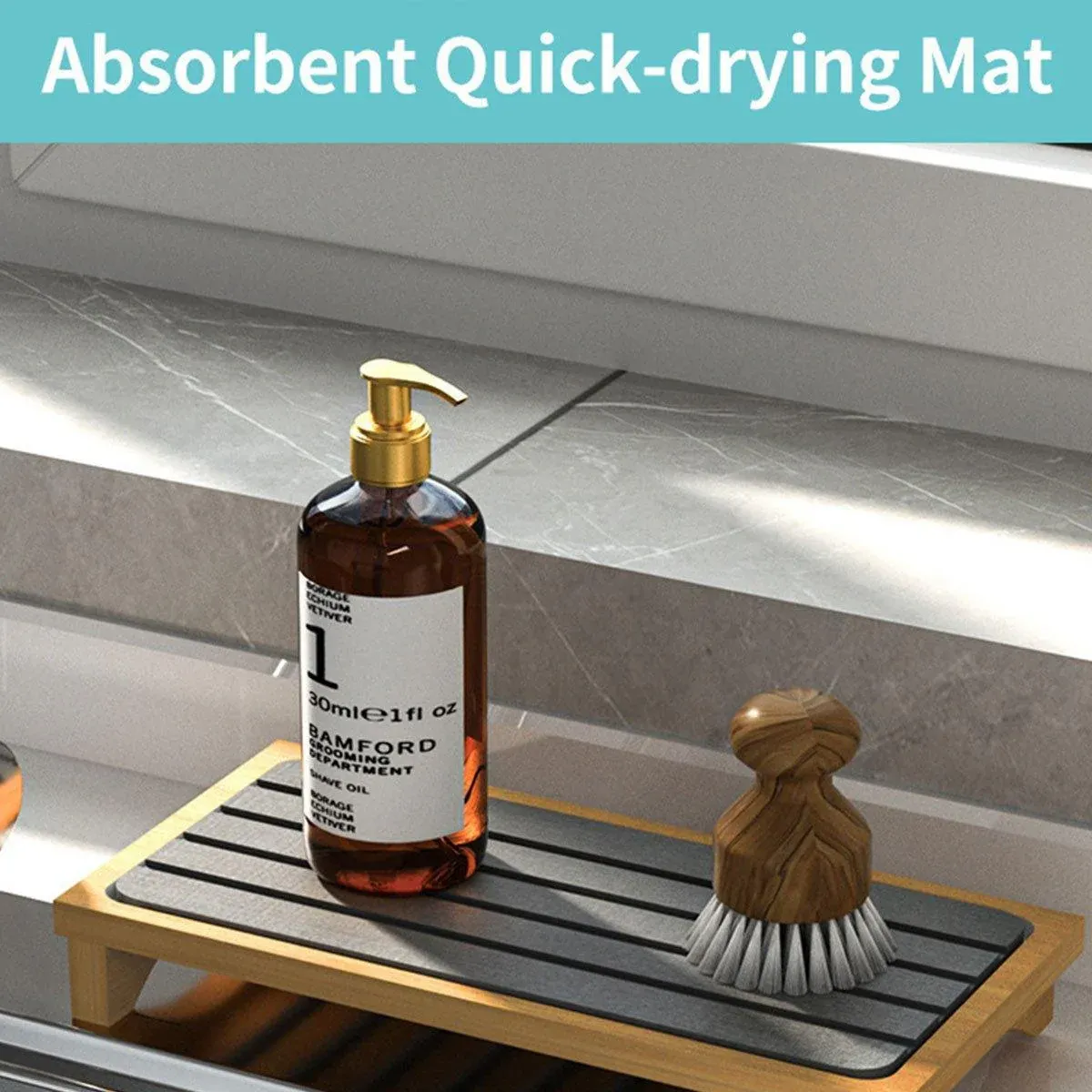 Countertop Absorbent Drainage Mat Sink Splash Pad Bathroom Tray Water Catcher view 6
