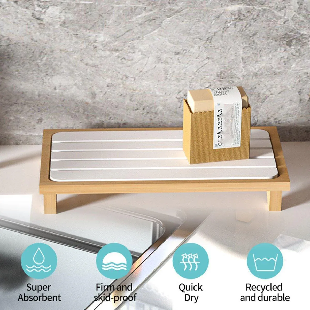 Countertop Absorbent Drainage Mat Sink Splash Pad Bathroom Tray Water Catcher view 7