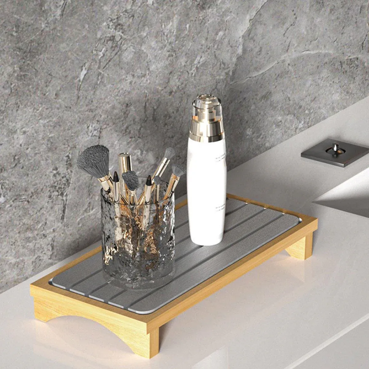 Countertop Absorbent Drainage Mat Sink Splash Pad Bathroom Tray Water Catcher view 13