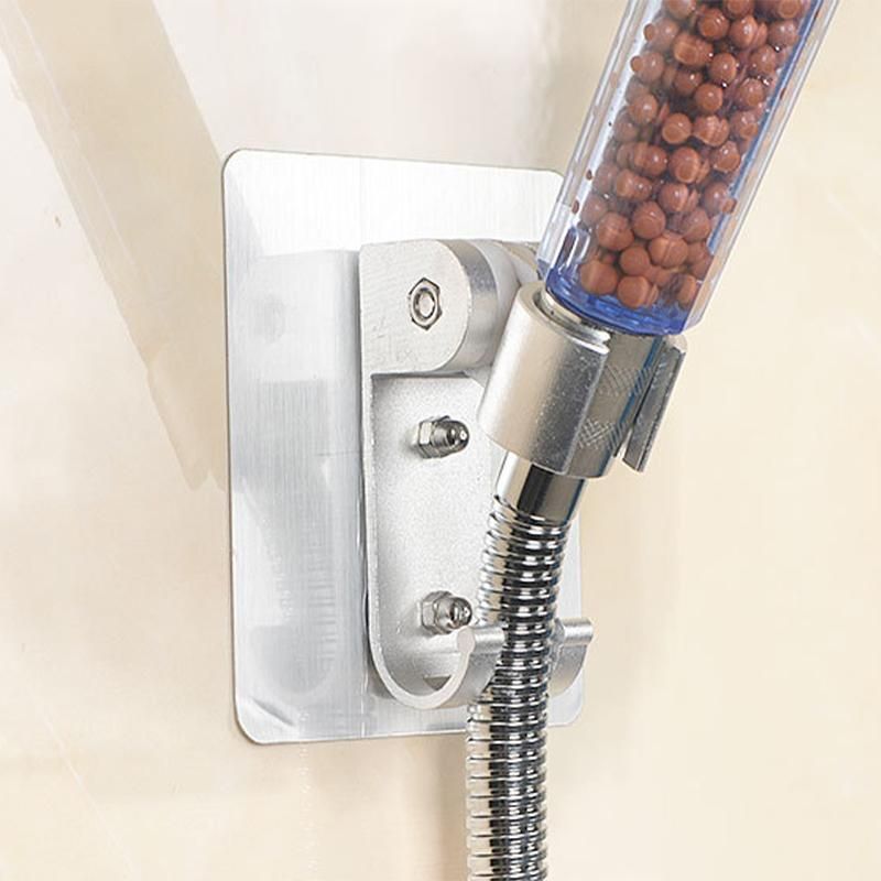 Adjustable Bracket Suction Shower Head Handset Holder Bathroom Wall Mount +Hooks view 3
