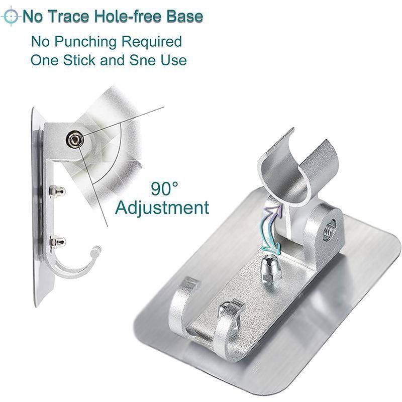 Adjustable Bracket Suction Shower Head Handset Holder Bathroom Wall Mount +Hooks view 5