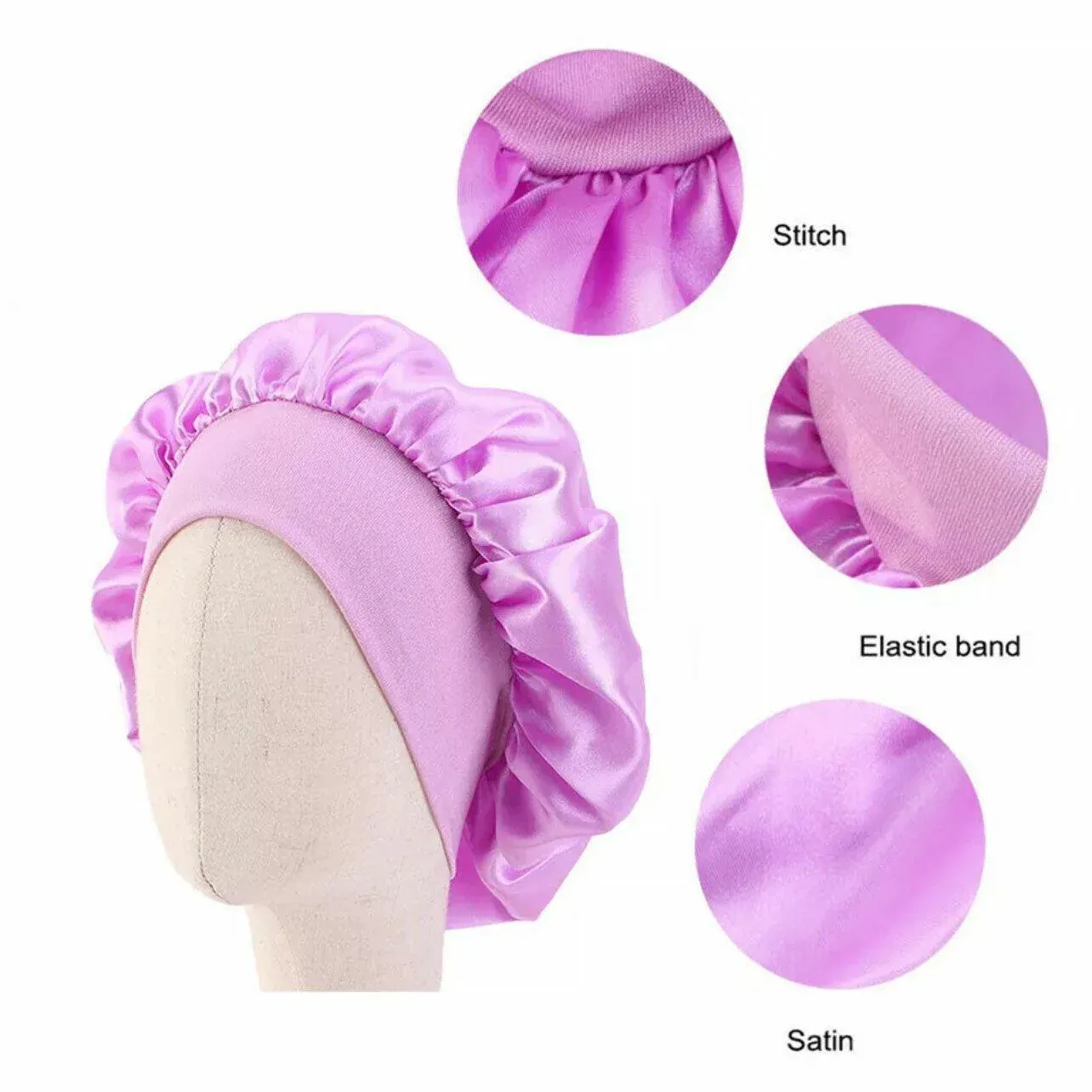 Sleeping Bonnet Hair Wrap Silk Satin Cap Women Elastic Night Soft Hat Headwear view 12